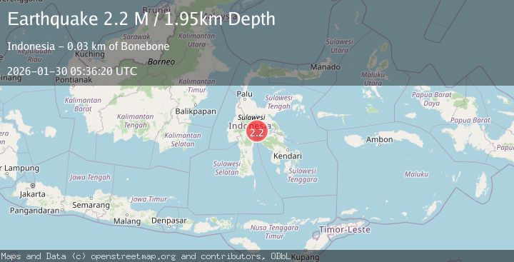 Map of Sulawesi, Indonesia