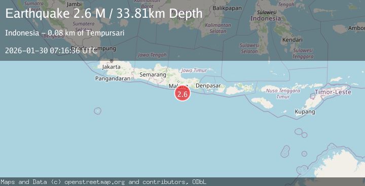 Map of South of Java, Indonesia