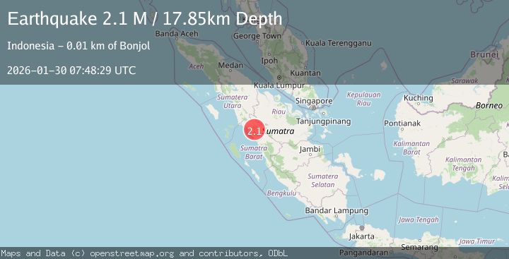 Map of Southern Sumatra, Indonesia