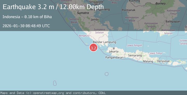 Map of Southwest of Sumatra, Indonesia