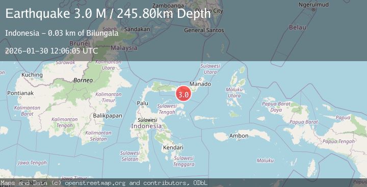 Map of Minahassa Peninsula, Sulawesi