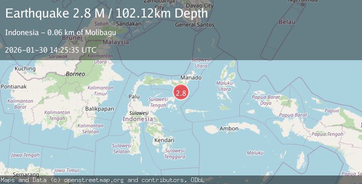 Map of Minahassa Peninsula, Sulawesi