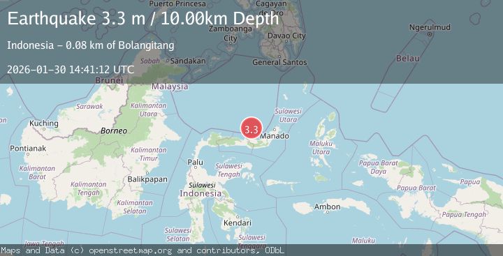 Map of Minahassa Peninsula, Sulawesi