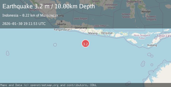 Map of South of Java, Indonesia