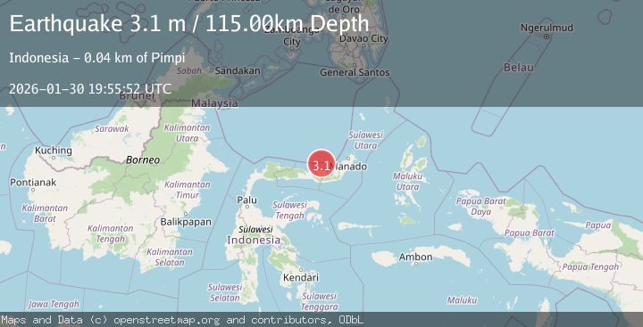 Map of Minahassa Peninsula, Sulawesi