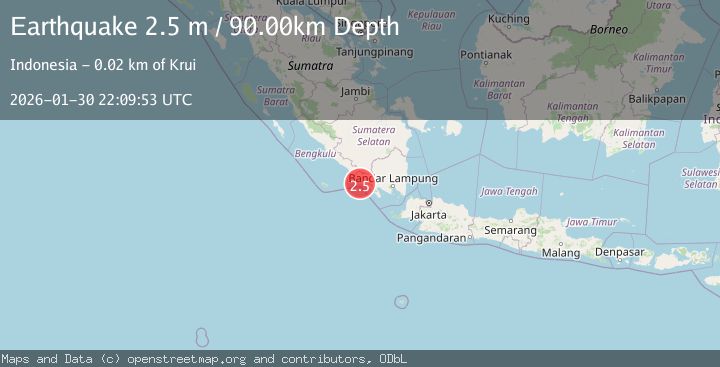 Map of Southern Sumatra, Indonesia