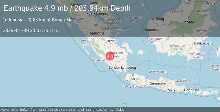 Map of Southern Sumatra, Indonesia