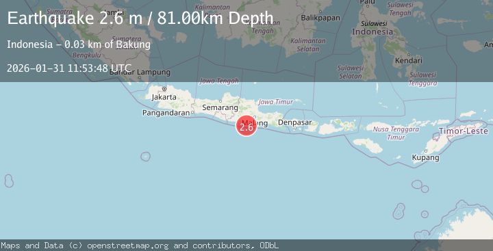 Map of Java, Indonesia