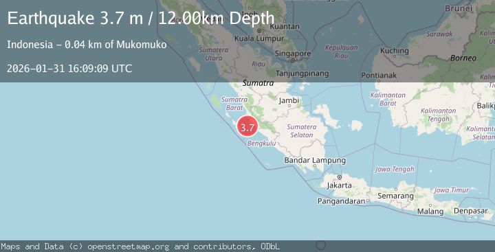 Map of Southern Sumatra, Indonesia