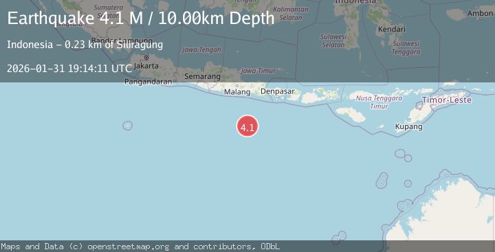 Map of South of Java, Indonesia