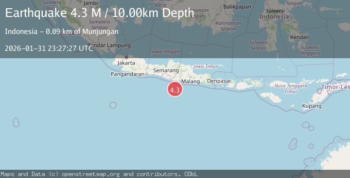 Map of South of Java, Indonesia