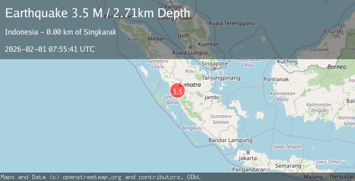 Map of Southern Sumatra, Indonesia