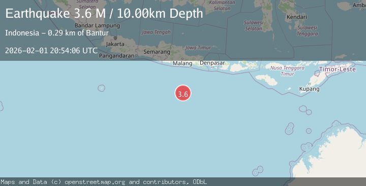 Map of South of Java, Indonesia