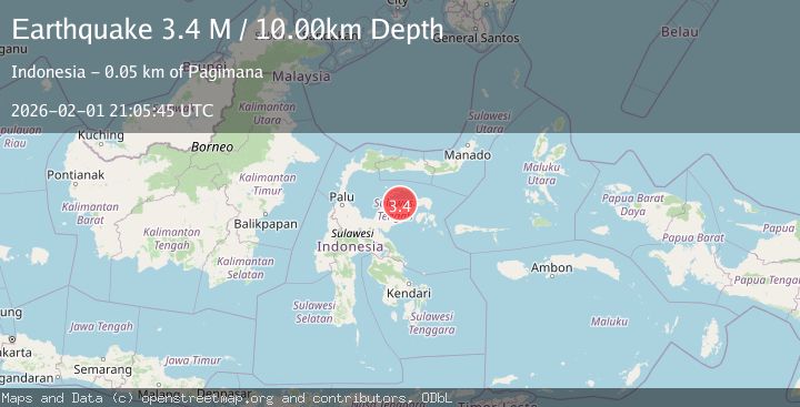 Map of Minahassa Peninsula, Sulawesi