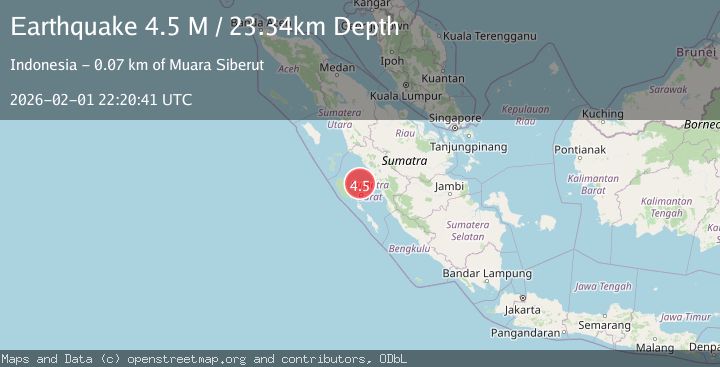 Map of Southern Sumatra, Indonesia