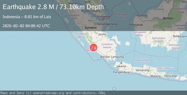 Map of Southern Sumatra, Indonesia