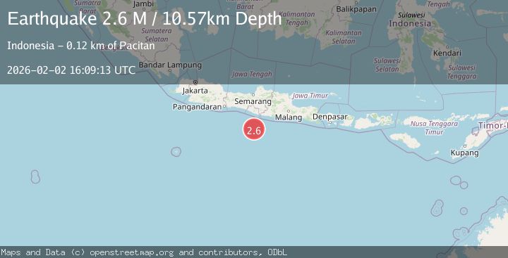 Map of South of Java, Indonesia