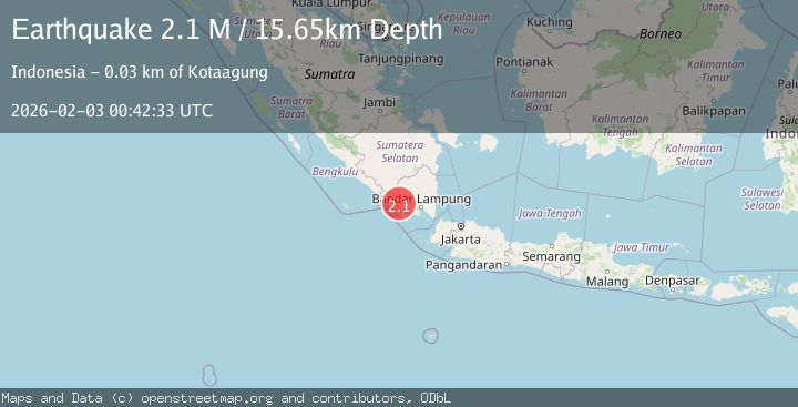 Map of Southern Sumatra, Indonesia