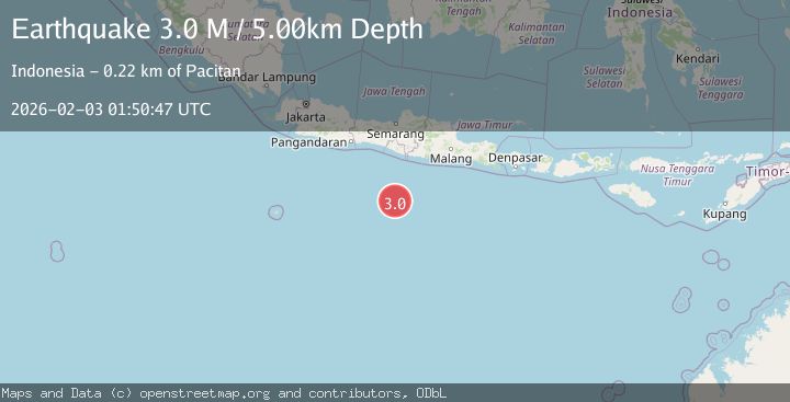 Map of South of Java, Indonesia