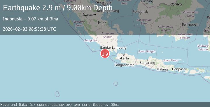 Map of Southern Sumatra, Indonesia