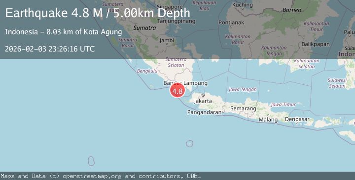 Map of Southern Sumatra, Indonesia