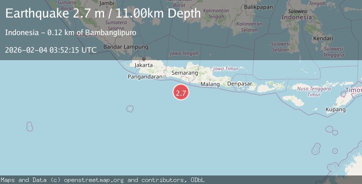 Map of South of Java, Indonesia