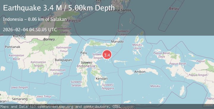 Map of Minahassa Peninsula, Sulawesi