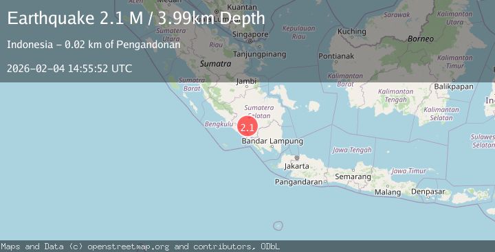 Map of Southern Sumatra, Indonesia