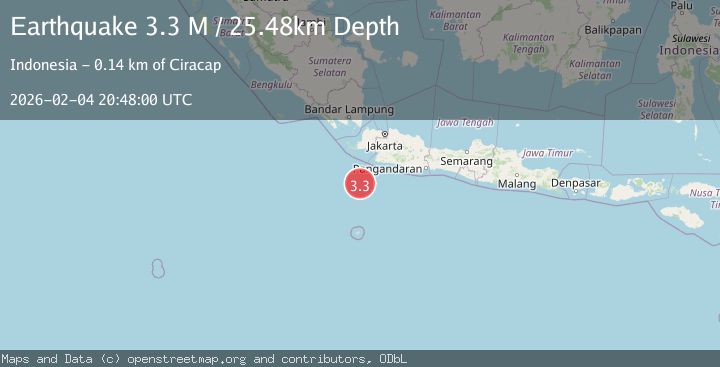 Map of South of Java, Indonesia