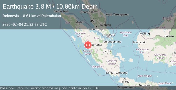 Map of Southern Sumatra, Indonesia