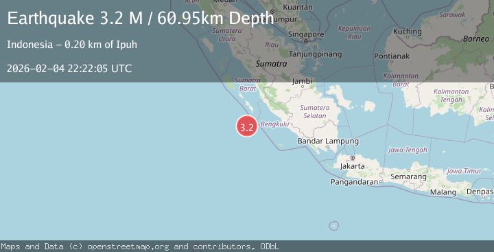 Map of Southern Sumatra, Indonesia