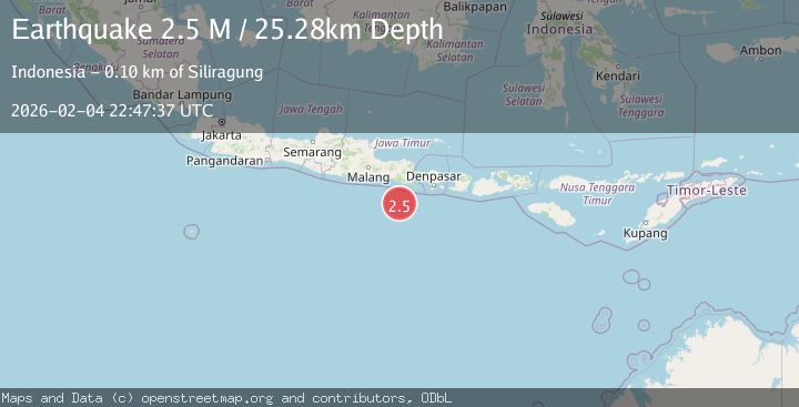Map of South of Java, Indonesia