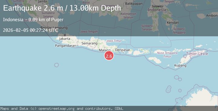 Map of South of Java, Indonesia