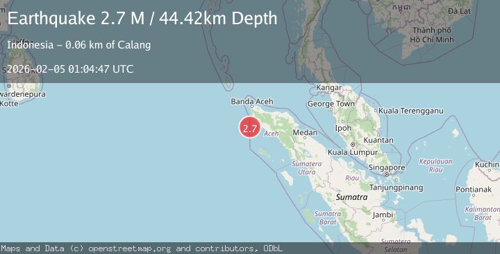 Map of Northern Sumatra, Indonesia