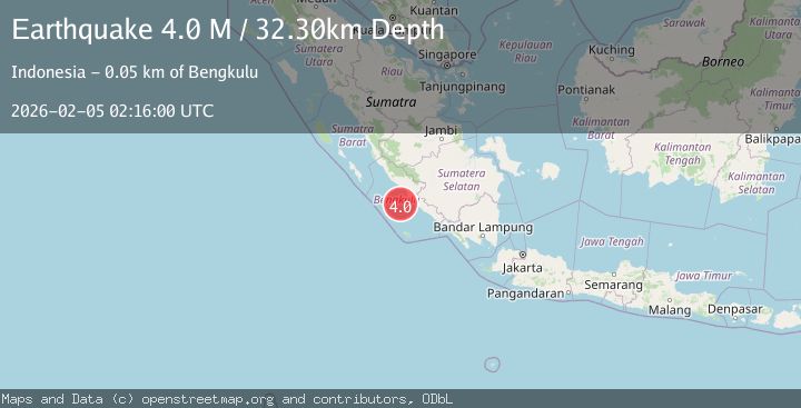 Map of Southern Sumatra, Indonesia