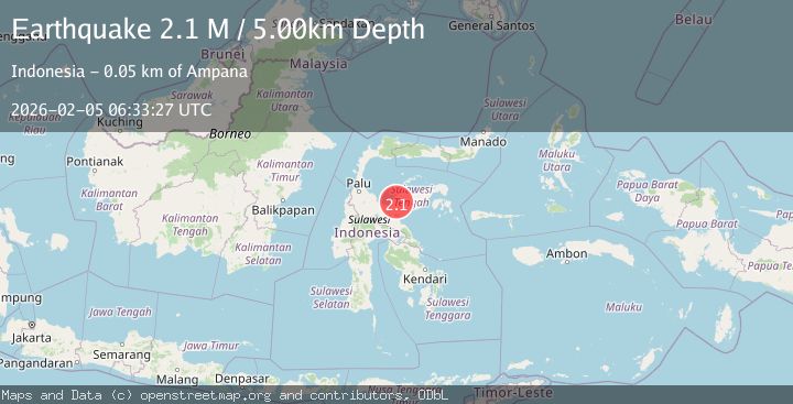 Map of Sulawesi, Indonesia