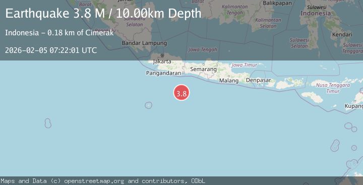 Map of South of Java, Indonesia