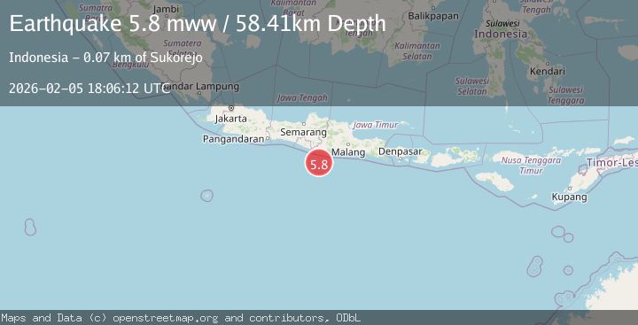 Map of Java, Indonesia