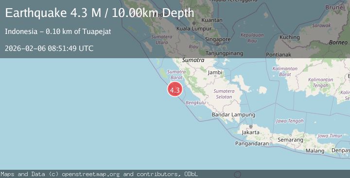 Map of Southern Sumatra, Indonesia