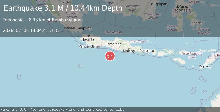 Map of South of Java, Indonesia