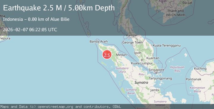 Map of Northern Sumatra, Indonesia