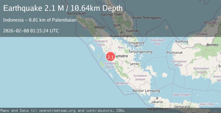 Map of Southern Sumatra, Indonesia