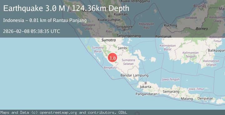 Map of Southern Sumatra, Indonesia