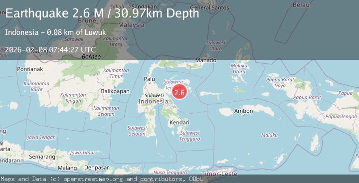Map of Sulawesi, Indonesia
