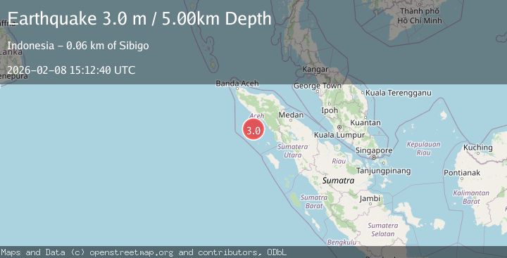 Map of Northern Sumatra, Indonesia