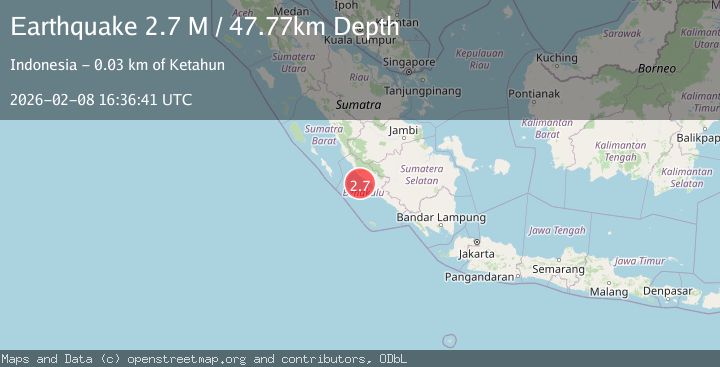 Map of Southern Sumatra, Indonesia