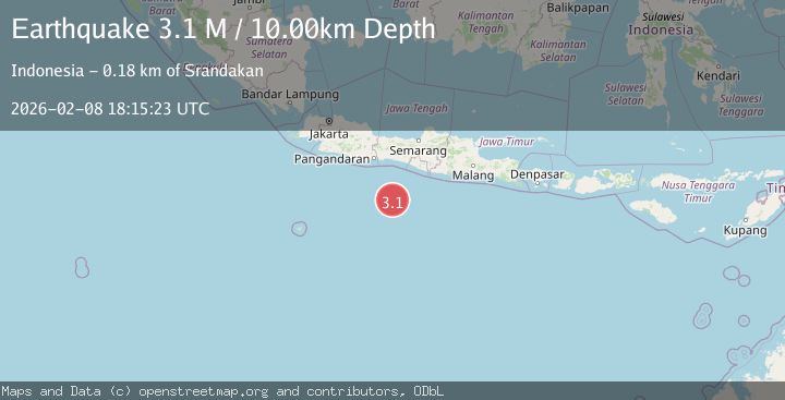 Map of South of Java, Indonesia