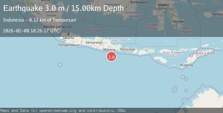 Map of South of Java, Indonesia