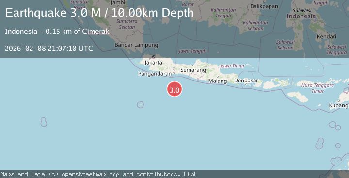 Map of South of Java, Indonesia