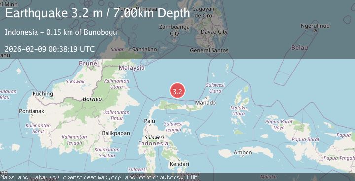 Map of Minahassa Peninsula, Sulawesi